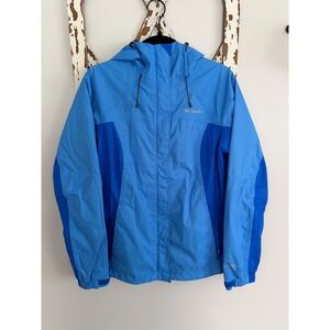 Columbia Jacket Womens Small Blue Omni-Tech Hooded Rain Coat Waterproof Outdoor